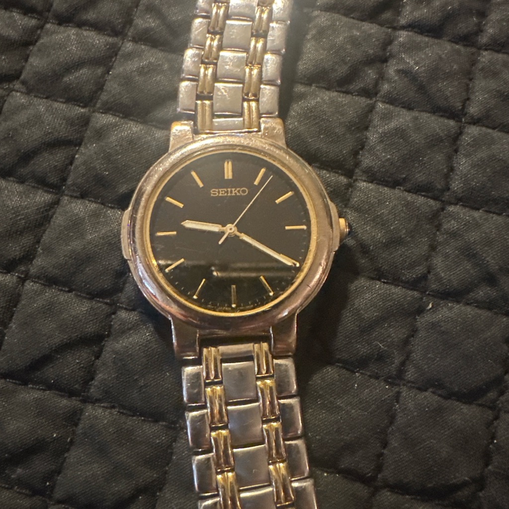 Seiko Ladies Watch Black Dial Stainless Steel Needs Battery